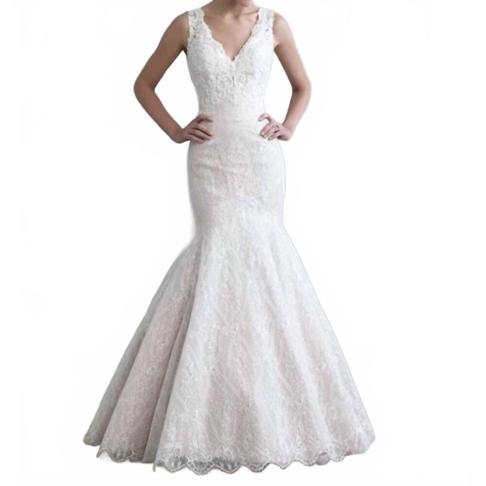 NEW MADISON JAMES lace wedding dress in ivory/nude
